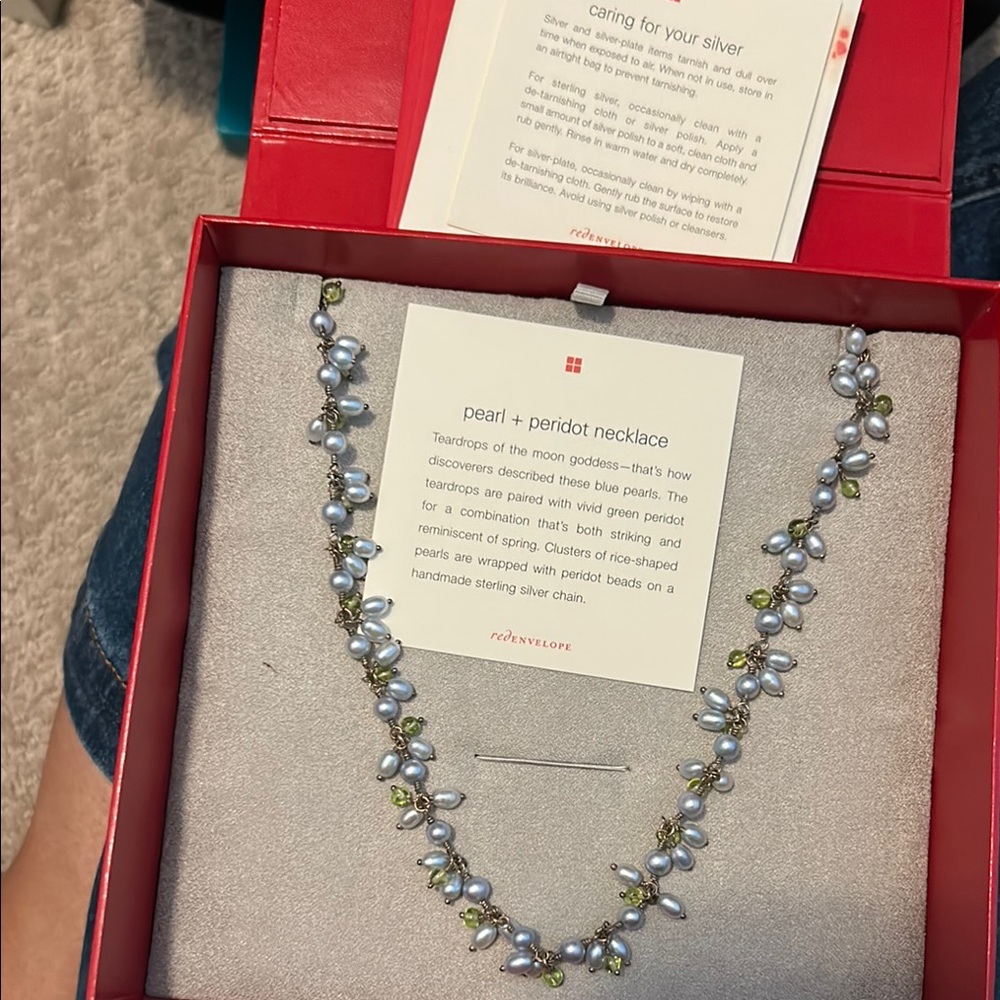 Ross-Simons Pearl and Peridot Necklace